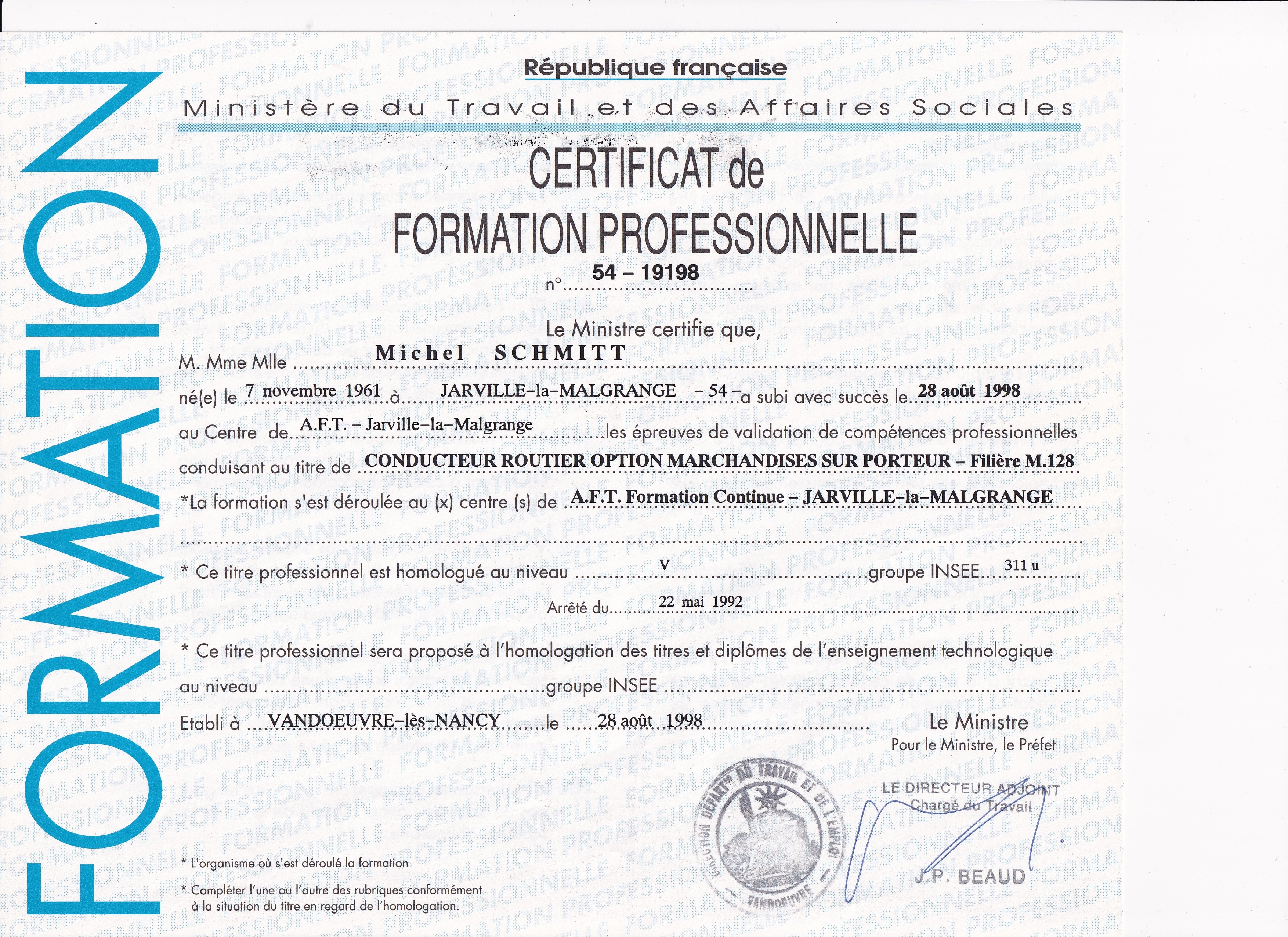 michel schmitt - Attestation FIMO michel schmitt Attestation FIMO - Dépanneur-Remorqueur.com